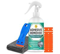Spray removedor de cosas pegajosas, potente removedor de adhesivo con raspador y toalla, removedor de pegamento, pegamento, cinta, etiquetas en vidrio, plástico, alfombras, coches, removedor de