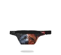 Sprayground Riñonera Savvy Fire & Ice Shark: Negra y roja, Resistente al Agua, con Correa Ajustable y múltiples Compartimentos, Ideal para Ropa Urbana.