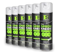 Spraytive 6 x 500 ml spray de tiza blanca - Pintura de tiza luminosa lavable para exteriores, pintura de tiza exterior, marcador temporal, spray de pintura para asfalto, hierba, hormigón