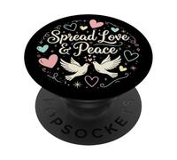 Spread Love and Peace Dove Retro Positivo Inspirador Lindo PopSockets PopGrip Adhesivo