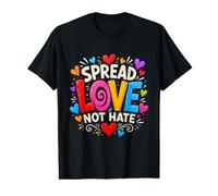 Spread Love Not Hate Inspring Motivacional Bold Colorful Camiseta gráfica económica