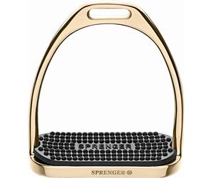 Sprenger FILLIS Stirrups Gold - Stainless Steel, Size 120 mm with Black Rubber Pad - 1 Par Sprenger