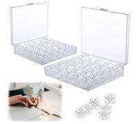 Sprießen 50 Piezas Bobinas para Máquina De Coser,Canillas Maquina Coser,Plásticos Bobinas Transparentes con Estuche De Almacenamiento,para Máquina De Coser Multifunción