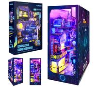 Sprifityy Book Nook Kit, Rompecabezas de Madera 3D Book Nook en Miniatura, para casa de muñecas en Miniatura,con Sensor de luz LED,decoración del hogar (Dimensiones infinitas)