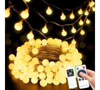 Sprifityy Cadena de luces para exterior e interior, 27 m, 200 ledes, funciona con pilas, con temporizador y 8 modos, IP42, resistente al agua, ideal para habitaciones, iluminación de jardín