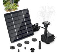 Sprifityy Fuente Solar Jardin Exterior 1.5w,Bomba de agua de fuente solar,Solar Fountain Pump con 6 Boquillas,con 3m tubería,para jardín baño de pájaros,pecera,estanque pequeño