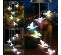 Sprifityy Solarleuchten Windspiele für Draußen,LED Solar Windspiele Schmetterling,Schmetterling Beleuchtung Farbwechsel,für Garten,errasse,Party Deko,Muttertagsgeschenke