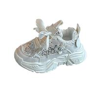 Spring and Autumn Girls Sports Shoes Children's Breathable Mesh Shoes Baby Mädchen Lauflernschuhe Schleife Schuhe Sneaker, Blanco, 25 EU