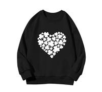Spring and Autumn New Fashionable Cute Print Comfortable Version of The Girls Printed Sweatshirt Feinstrickpullover Damen, Negro , 10-11 años