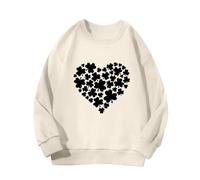 Spring and Autumn New Fashionable Cute Print Comfortable Version of The Girls Printed Sweatshirt Feinstrickpullover Damen, beige, 12-13 años
