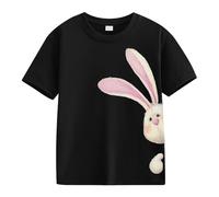 Spring and Autumn New Fashionable Cute Print Comfortable Version of The Girls Printed T Shirt Kinderkleidung, Negro , 10-11Years