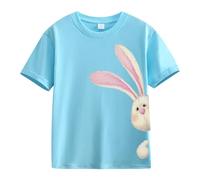Spring and Autumn New Fashionable Cute Print Comfortable Version of The Girls Printed T Shirt Kinderkleidung, azul celeste, 12-13 años