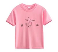 Spring and Autumn New Fashionable Cute Print Comfortable Version of The Girls Printed T Shirt S Shirt Mädchen 74, Rosa., 10-11Years
