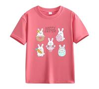 Spring and Autumn New Fashionable Cute Print Comfortable Version of The Girls Printed T Shirt Shirt Baby Mädchen Rot, Rosa., 3-4 años