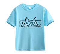 Spring and Autumn New Fashionable Cute Print Comfortable Version of The Girls Printed T Shirt Shirt Mädchen 74, azul celeste, 12-13 años