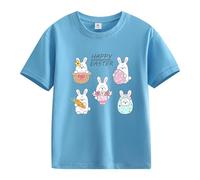 Spring and Autumn New Fashionable Cute Print Comfortable Version of The Girls Printed T Shirt Shirt Baby Mädchen Rot, azul claro, 6-7 años
