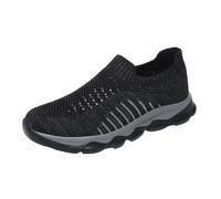 Spring and Summer Sports Shoes atmungsaktiv Sneaker Flat Bottom Leicht weite Laufschuhe Slip Off Walkingschuhe Light Solid Color Simple Casual Style Herren Schuhe Sommerschuhe, Negro , 42 EU