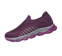 Spring and Summer Sports Shoes atmungsaktiv Sneaker Flat Bottom Leicht weite Laufschuhe Slip Off Walkingschuhe Light Solid Color Simple Casual Style Herren Schuhe Sommerschuhe, morado, 36 EU