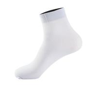 Spring And Summer Striped Men's Silk Stockings Thin Breathable And Odor Proof Mid Tube Socks Silky Ice Silk Men 's Socks No molestar a Jugar Calcetines (Blanco, S)