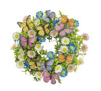 Spring Artificial Butterfly Daisy Eucalyptus Wreath for Home Decor