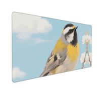 Spring Birds Blooming Flowers - Alfombrilla de mouse para juegos, 35.5 x 16 pulgadas, grande, extendida, para teclado de computadora, alfombrilla de mouse antideslizante, alfombrilla protectora de