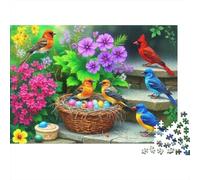 Spring Birds Garden Rompecabezas 1000 Piezas, Jardín primaveral con pájaros y Flores, Estético y Desafiante, Decoración Hogar, Regalo para Familiares y Parejas, Entretenimiento Creativo