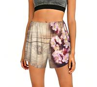 Spring Blossom On Wood - Pantalones cortos de pijama para mujer, románticos, con estampado natural, Negro, L