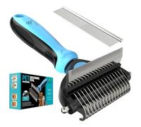 Spring Blossoms Rastrillo profesional 2 en 1 para gatos y perros, peine desenredante para quitar fácilmente tapetes y enredos, seguro para mascotas, no más desprendimiento desagradable y pelo volador