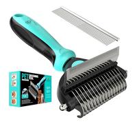 Spring Blossoms Rastrillo profesional 2 en 1 para gatos y perros, peine desenredante para quitar fácilmente tapetes y enredos, seguro para mascotas, no más desprendimiento desagradable y pelo volador