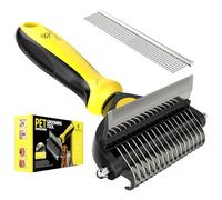 Spring Blossoms Rastrillo profesional 2 en 1 para gatos y perros, peine desenredante para quitar fácilmente tapetes y enredos, seguro para mascotas, no más desprendimiento desagradable y pelo volador