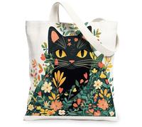 Spring Bombay Cat - Bolsa de lona para ir de compras, 13 x 15 pulgadas, divertida bolsa de comestibles reutilizable para mujeres, bonita hoja de mascotas, pintura estética de regalo