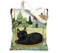 Spring Bombay Cat - Bolsa de lona para ir de compras de 13 x 15 pulgadas, bolsa reutilizable con estampado de gatito de granja para mujeres, divertida pintura estética para mascotas, decoración de
