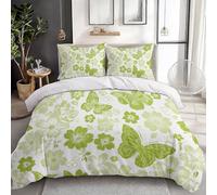 Spring Botanicals - Juego de funda de edredón tamaño King, diseño de flores y mariposas, juego de ropa de cama de 3 piezas para niños, niñas, adolescentes y adultos, color blanco, suave, cómodo