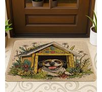 Spring Boxer - Tapete para puerta delantera de perro, color negro, 29 x 17 pulgadas, divertido tapete antideslizante con estampado de mascotas, para patio, garaje, zapatos fuera de la puerta