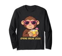 Spring Break 2026 Cool Monkey On Gafas de Sol Tropical Vibes Manga Larga