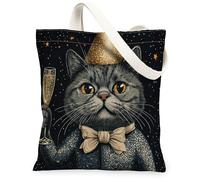 Spring British Shorthair Cats - Bolsa de lona para compras, 13 x 15 pulgadas, divertida bolsa de comestibles reutilizable con estrellas de lujo para mujeres, patrón de viaje para mascotas, decoración