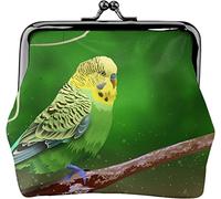 Spring Budgie Bird at The Tree Monederos de Cuero con Hebilla, Bolsa Vintage con Cierre de Beso, Mini Carteras para Mujeres y niñas