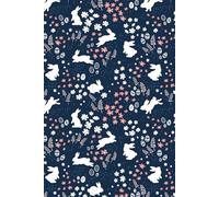 Spring Bunny Journal - Navy Easter Bunny Pattern: Cottagecore Floral Lined Notebook | 6x9 | 100 Pages