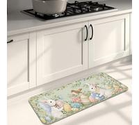 Spring Bunny - Tapetes de cocina para piso, diseño floral pastoral decorativo, antideslizante, lavable, para fregaderos de cocina, lavandería, baño, 16 x 47 pulgadas