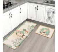 Spring Bunny - Tapetes de cocina para piso, tapetes suaves vintage florales, antideslizantes, lavables, para fregaderos de cocina, lavadero, baño, 2 unidades