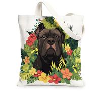Spring Cane Corso Dog - Bolsa de lona para ir de compras, 13 x 15 pulgadas, divertida planta de flores, cachorro, reutilizable, estampado de comestibles para mujeres, bonita hoja de mascota, pintura