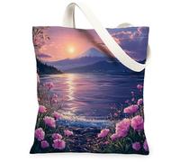 Spring Carnations - Bolsa de lona para compras, 13 x 15 pulgadas, escena de flores, montaña marina, reutilizable, bolsa de comestibles para mujeres, patrón de viaje floral, decoración de regalo