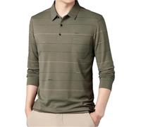 Spring Casual Breathable Mens Polo Shirt Lightweight Long Sleeve Cotton Top for Golf Work(Green,XXL)
