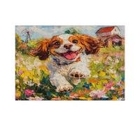 Spring Cavalier King Charles Spaniel - Rompecabezas de 300 piezas para adultos, rompecabezas de madera para cachorros de jardín campestre, decoración divertida con patrón de mascotas para