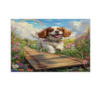 Spring Cavalier King Charles Spaniel - Rompecabezas de perro para adultos, 10000 piezas, rompecabezas de madera para cachorros de jardín, divertidas decoraciones de patrón de mascotas para
