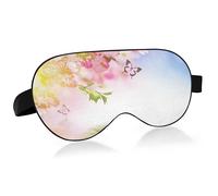 Spring Cherry Blossoms and Butterflies Sleep Mask Lightweight Soft Breathable Eye Mask with Adjustable Strap Blackout Eye Mask for Women Men for Travel Night Sleeping