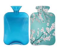 Spring Cherry Blossoms Flower - Botella de agua caliente con funda, bolsa de agua caliente de 2 litros para aliviar el dolor, cuello y hombros, manos, pies, compresa caliente y fría