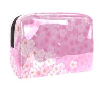 Spring Cherry Florals Pink Romantic Girl Neceser de cosméticos para mujer, bolsas de aseo de viaje, bolsa grande de PVC para maquillaje, práctica bolsa organizadora con cremallera, multicolor,
