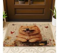 Spring Chow Chow - Tapete negro para puerta delantera de perro, 29 x 17 pulgadas, tapete ultrafino de madera floral para exteriores, interiores, aula, patio, hogar, zapatos