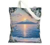 Spring Clematis - Bolsa de lona para compras, 13 x 15 pulgadas, escena de flores, montaña marina, bolsa de comestibles reutilizable para mujeres, patrón floral de viaje, decoración de regalo